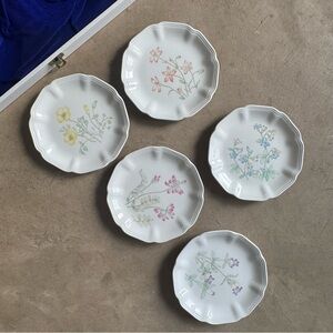 VTG NIB 5 Japanese Ceramic Flower Dessert Plates 6” - various floral designs